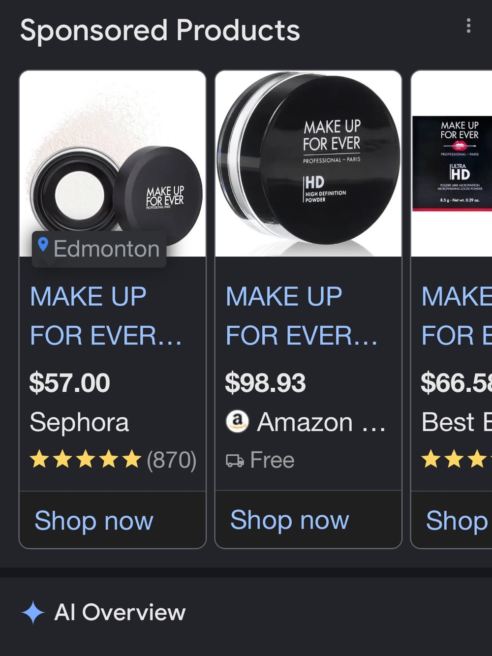 Makeup Forever HD Setting Powder - Black Lid with White Powder